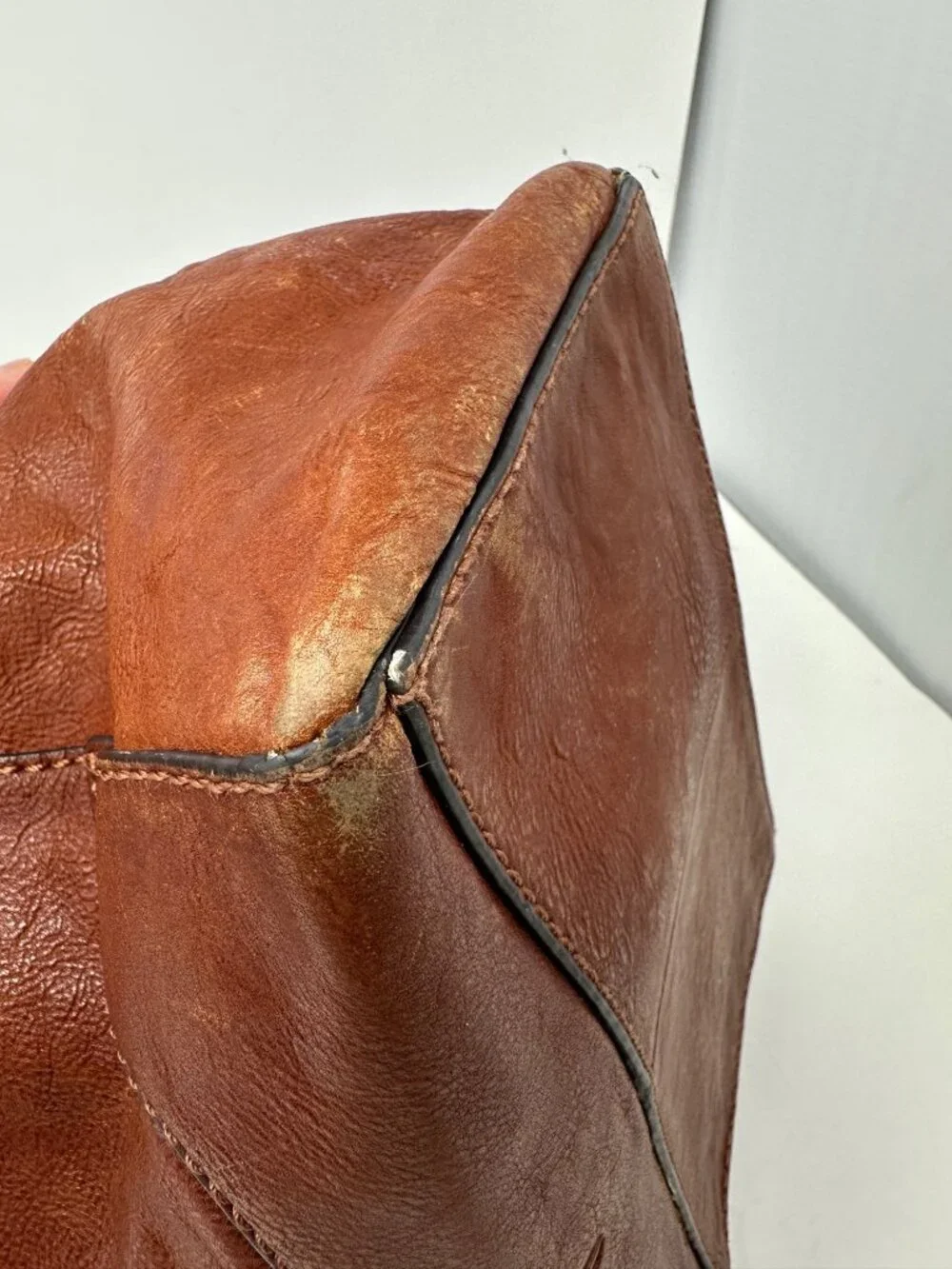 FRYE Leather Hobo Shoulder Bag Cognac Brown Slouchy Purse *Project Repair Bag*
